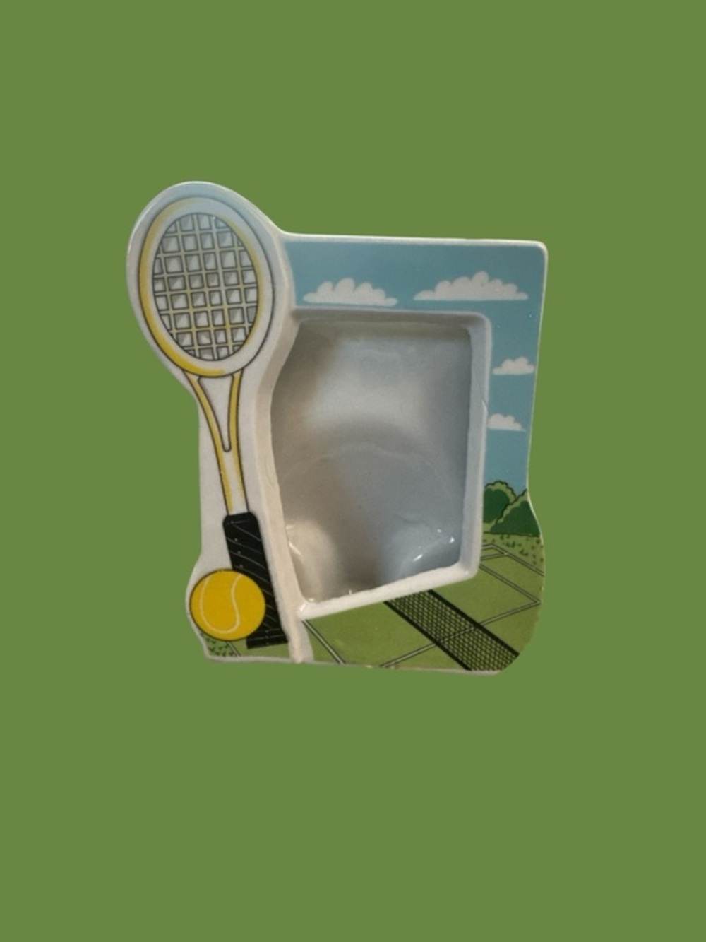 Tennis Themed Ceramic Photo Frame - Yellow & Green Picture Frame Tennis Prep